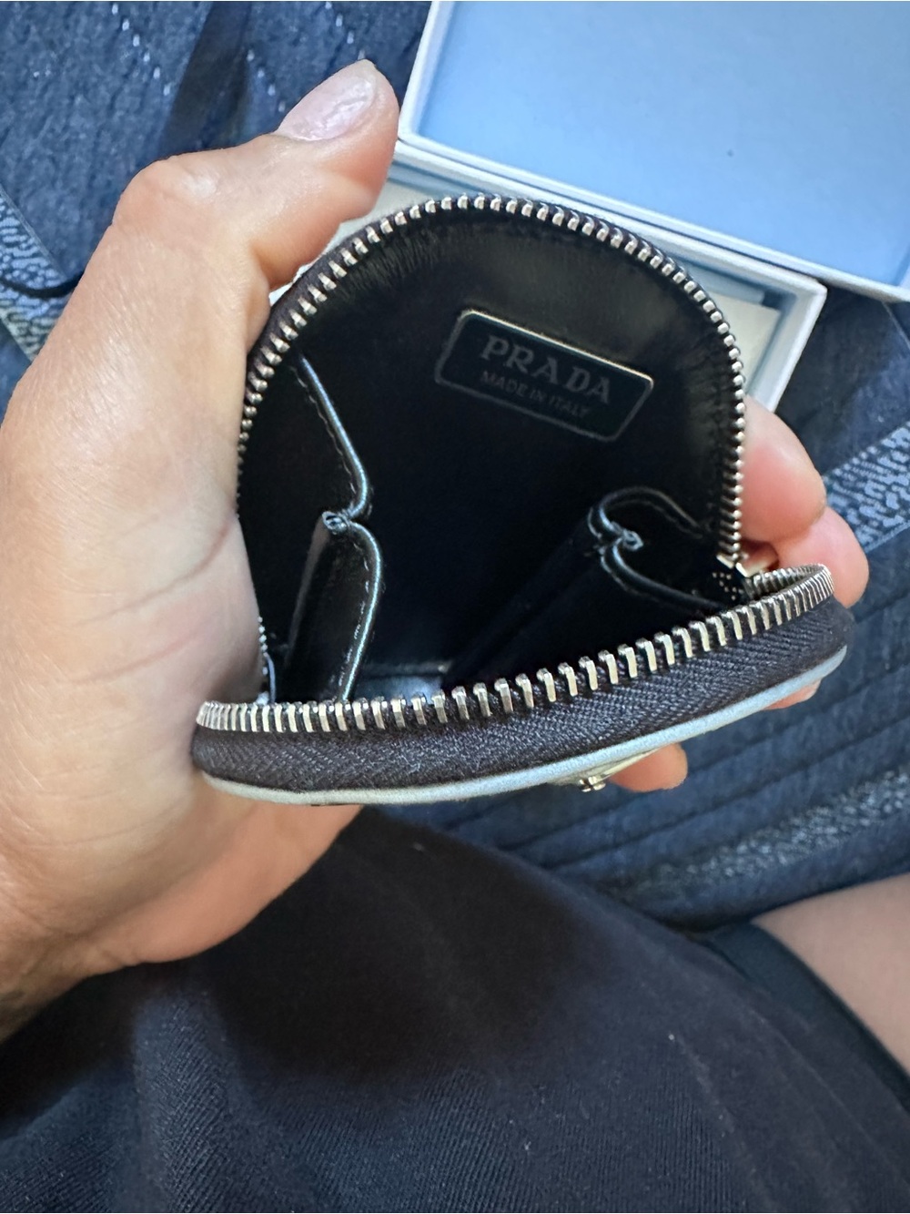 Prada Metallic Argento Round Coin Pouch AUTHENTIC AND NEW - Picture 6 of 10
